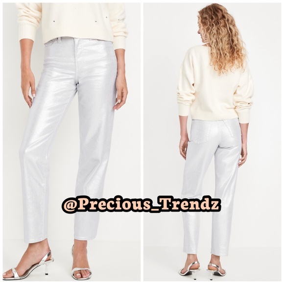 ☀️ Old Navy High-Waisted Silver Shine OG Loose Jeans Women’s Plus Size 18 - Picture 3 of 6
